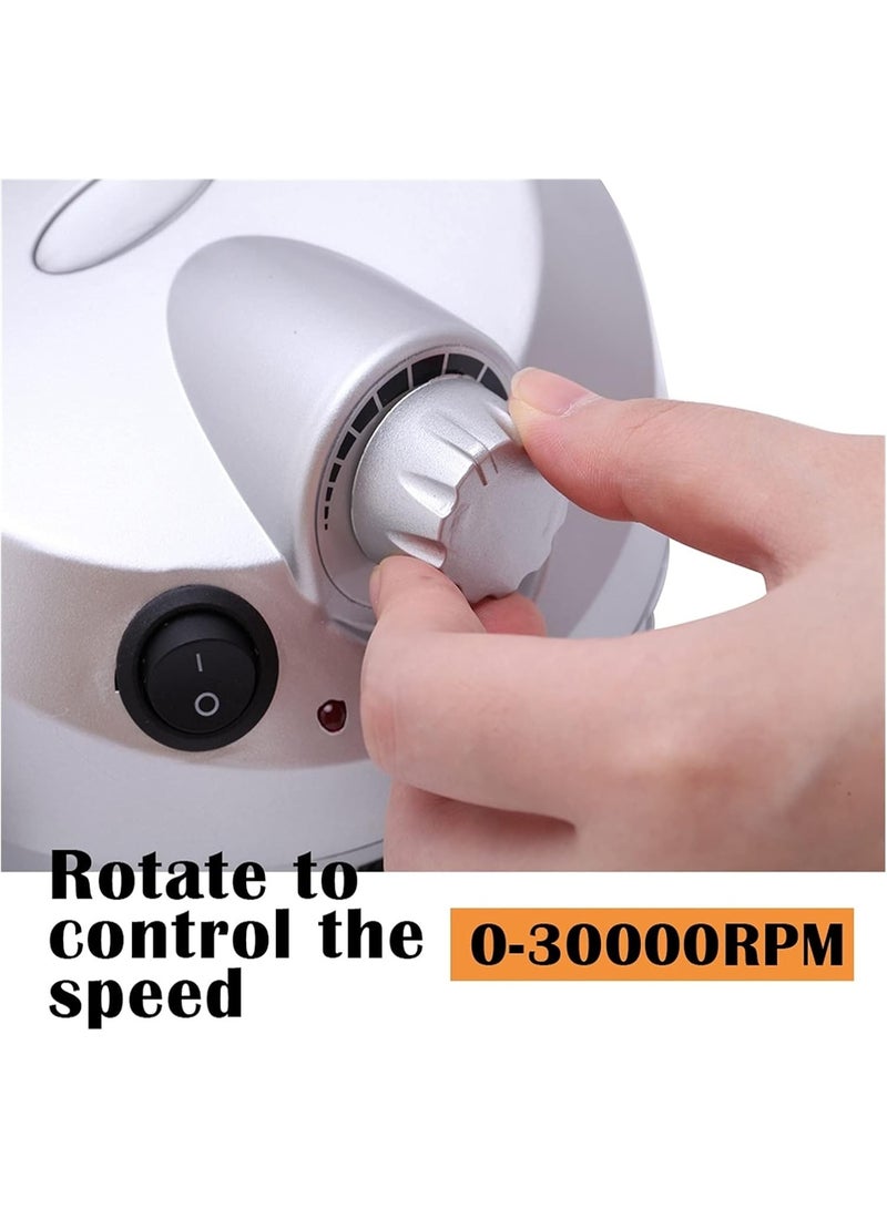 Professional Electric Nail Drill Machine 30,000 RPM, High-Speed Portable E-File Kit for Acrylic Gel Nails, Manicure Pedicure Set with Foot Pedal and 6 Metal Drill Bits for Home and Salon Use - Image 2